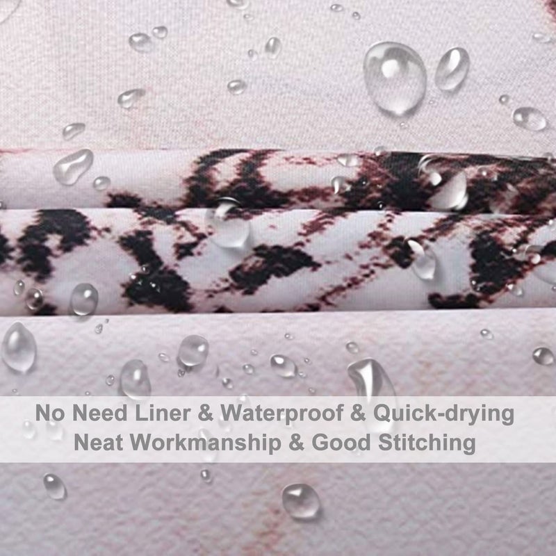 LIVILAN Pink Gray Flower Shower Curtain, Watercolor Floral Shower Curtains with Hooks White Grey Fabric Blossom Bathroom Decor Machine Washable, 72" W x 72" H - Image 5